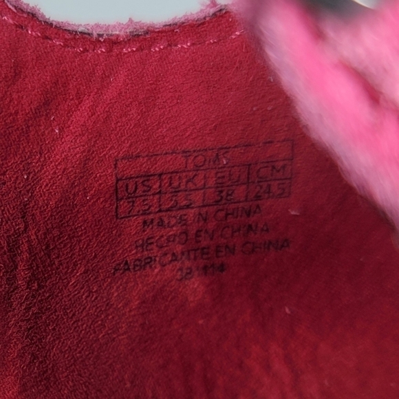 Toms Women's Red Satin Platform Wedges - Picture 7 of 9